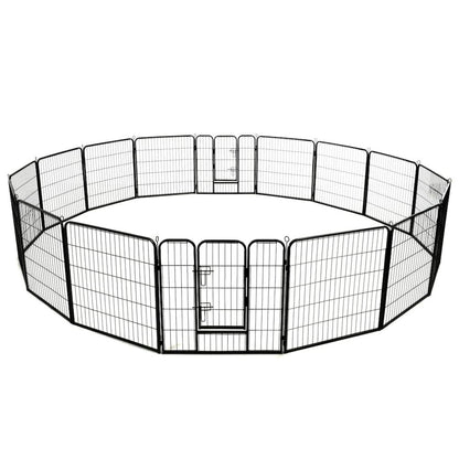 Dog Playpen Black Powder-Coated Steel Large Collapsible 31.5W x 31.5D x 31.5H