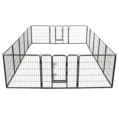 Dog Playpen Black Powder-Coated Steel Large Collapsible 31.5W x 31.5D x 31.5H