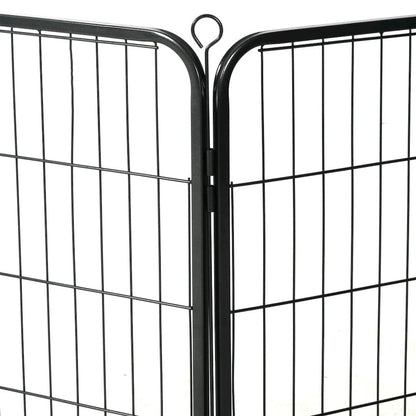 Dog Playpen Black Powder-Coated Steel Large Collapsible 31.5W x 31.5D x 31.5H