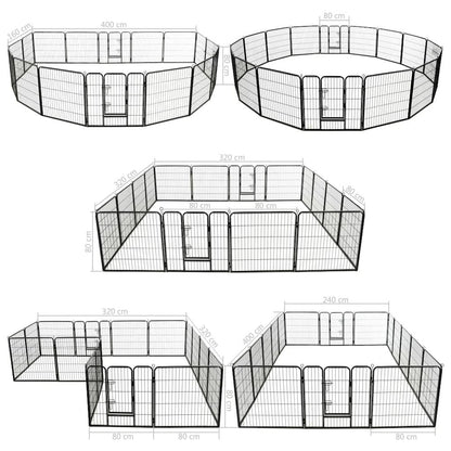 Dog Playpen Black Powder-Coated Steel Large Collapsible 31.5W x 31.5D x 31.5H