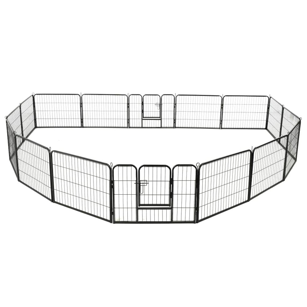 Dog Playpen Black Powder-Coated Steel 23.6 x 31.5 16-panel