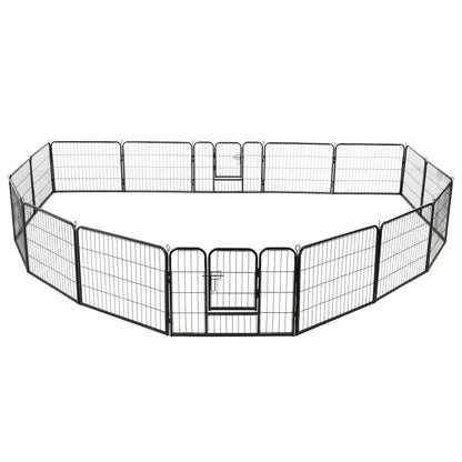 Dog Playpen Black Powder-Coated Steel 23.6 x 31.5 16-panel