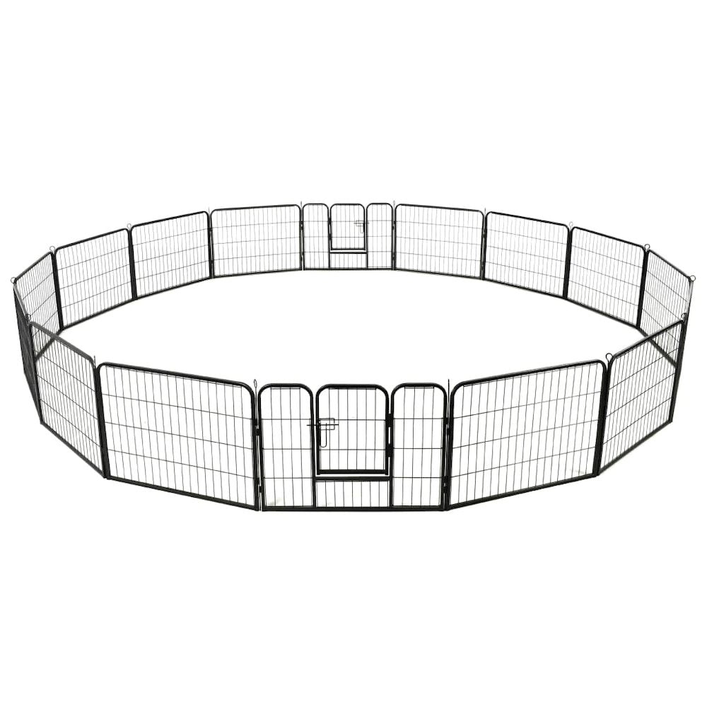 Dog Playpen Black Powder-Coated Steel 23.6 x 31.5 16-panel