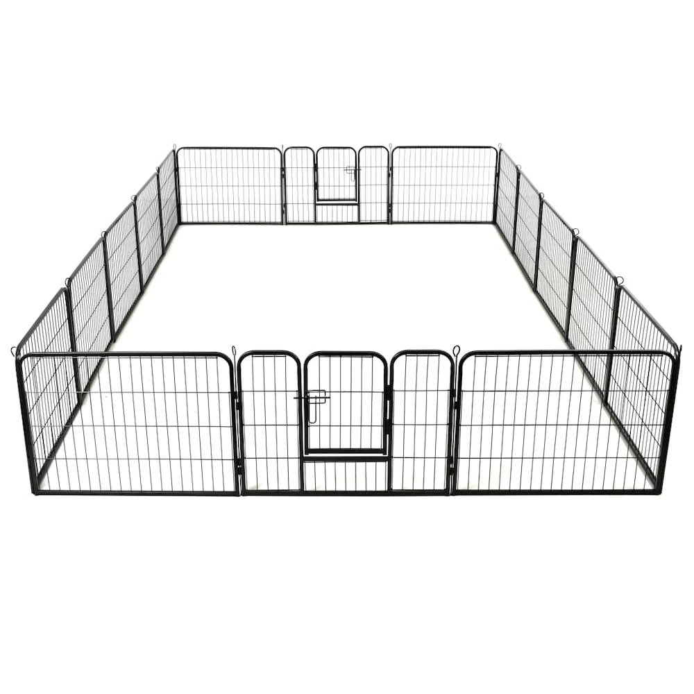 Dog Playpen Black Powder-Coated Steel 23.6 x 31.5 16-panel