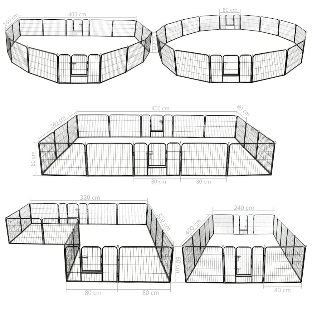 Dog Playpen Black Powder-Coated Steel 23.6 x 31.5 16-panel
