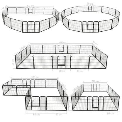 Dog Playpen Black Powder-Coated Steel 23.6 x 31.5 16-panel