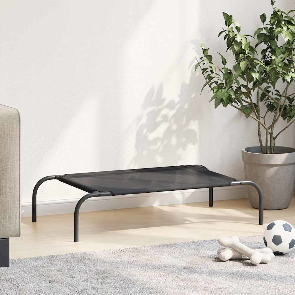 Dog Bed Black Textilene And Powder-Coated Steel Small