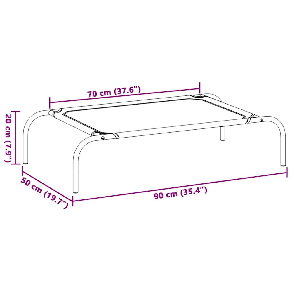 Dog Bed Black Textilene and Powder-Coated Steel Small Dog Bed