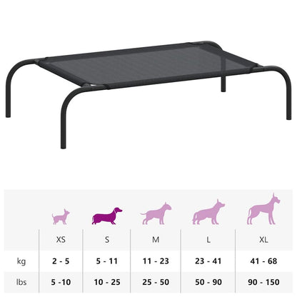 Dog Bed Black Textilene and Powder-Coated Steel Small Dog Bed