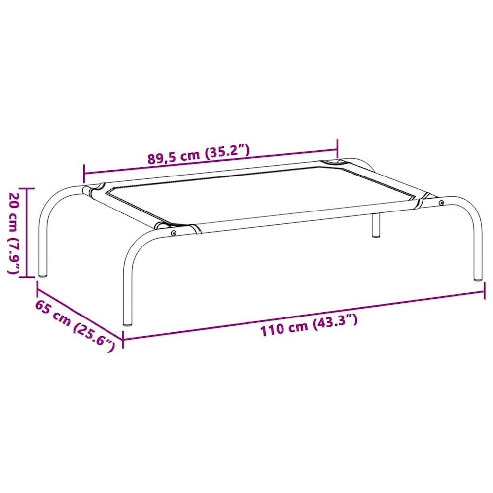 Dog Bed Black 30% Polyester, 70% PVC, Powder-Coated Steel Large