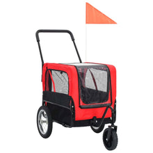 Pet Bike Trailer Red And Black Oxford Fabric And Steel Collapsible