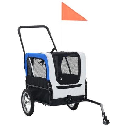 Pet Bike Trailer Grey And Blue Oxford Fabric And Steel 20.9 Lb