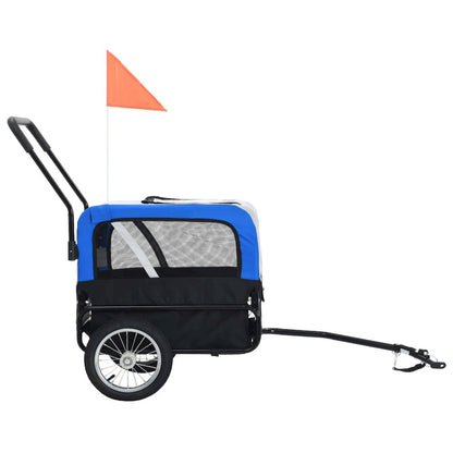 Pet Bike Trailer Grey And Blue Oxford Fabric And Steel 20.9 Lb
