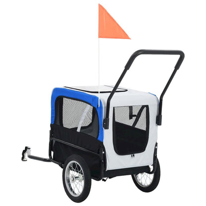 Pet Bike Trailer Grey And Blue Oxford Fabric And Steel 20.9 Lb