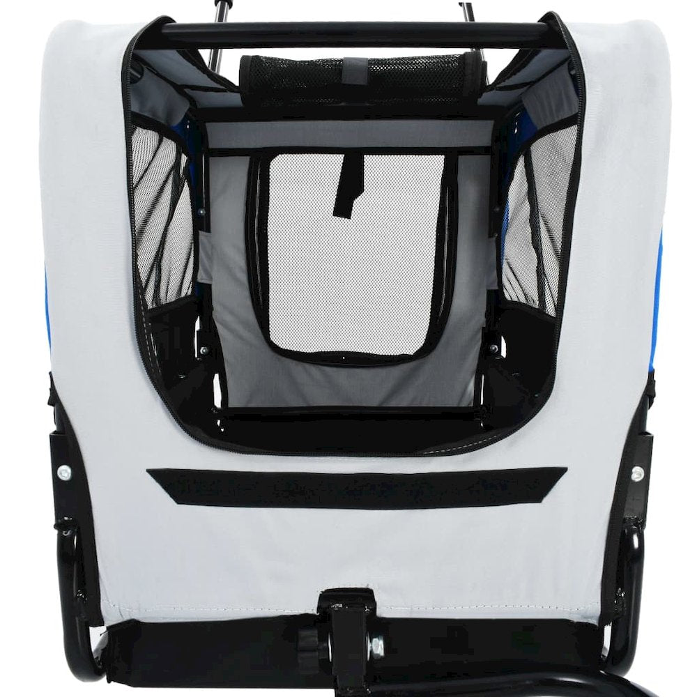 Pet Bike Trailer Grey And Blue Oxford Fabric And Steel 20.9 Lb