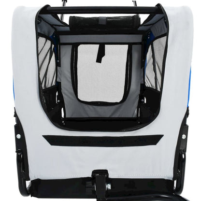 Pet Bike Trailer Grey And Blue Oxford Fabric And Steel 20.9 Lb