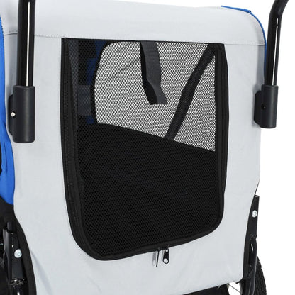 Pet Bike Trailer Grey And Blue Oxford Fabric And Steel 20.9 Lb