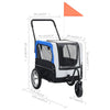 Pet Bike Trailer Grey And Blue Oxford Fabric And Steel 20.9 Lb