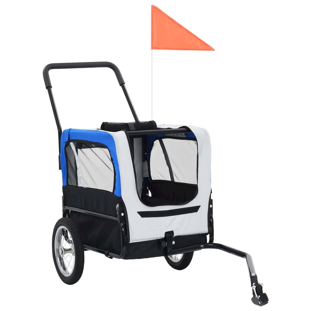Pet Bike Trailer Grey And Blue Oxford Fabric And Steel 20.9 Lb