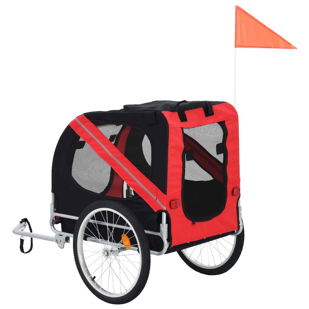 Pet Bike Trailer Red And Black Oxford Fabric And Steel Medium