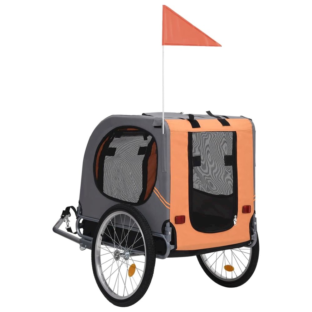 Pet Bike Trailer Orange And Grey Oxford Fabric And Steel