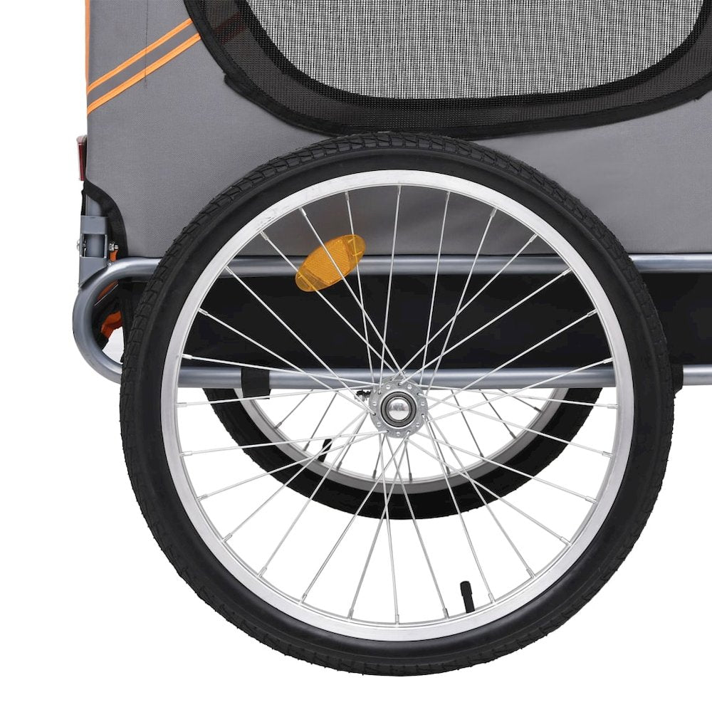 Pet Bike Trailer Orange And Grey Oxford Fabric And Steel