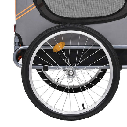 Pet Bike Trailer Orange And Grey Oxford Fabric And Steel
