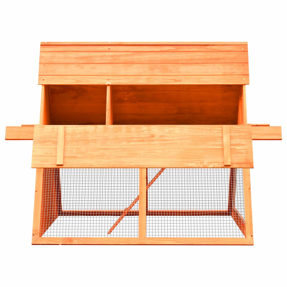 Rabbit Hutch Brown Solid Pine Wood