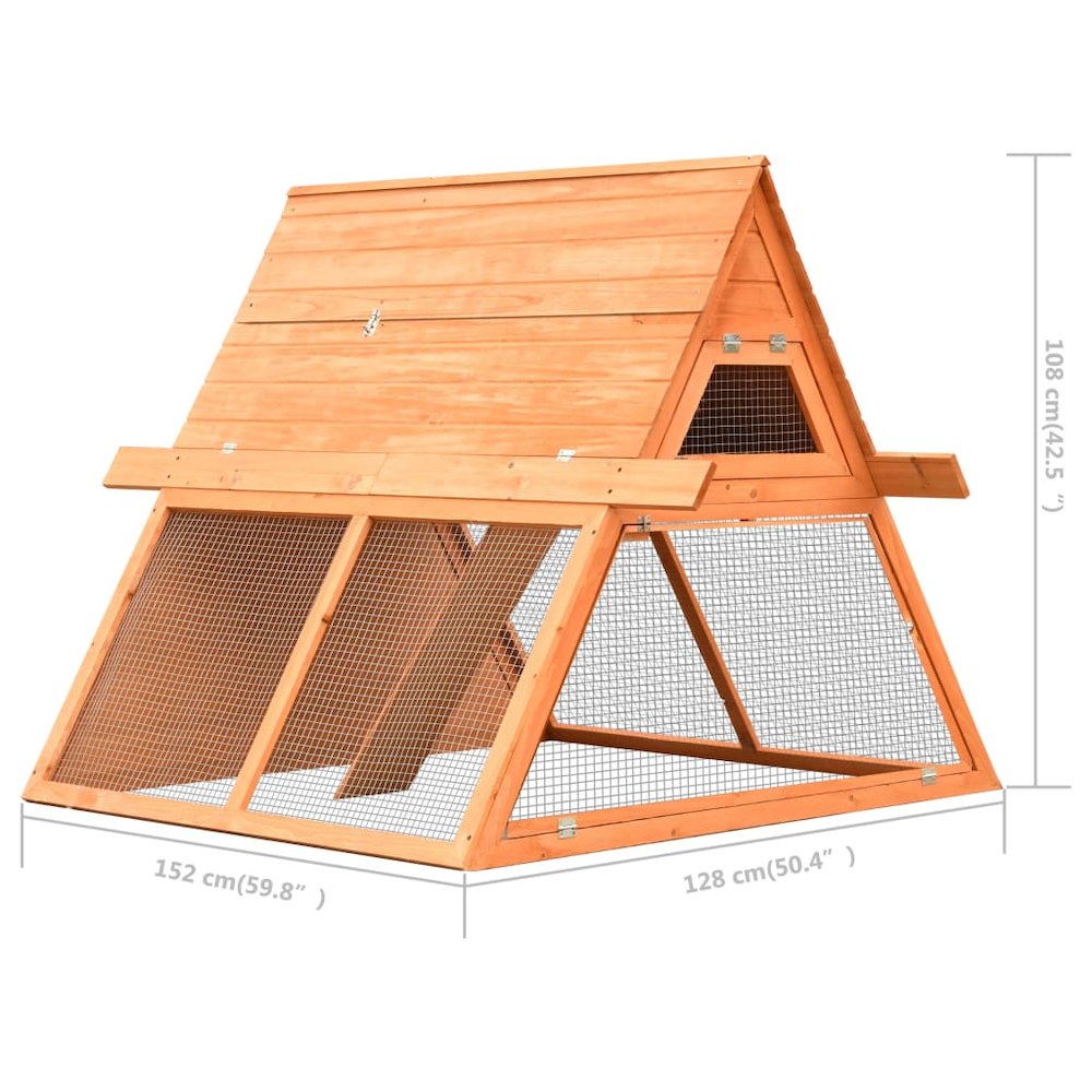 Rabbit Hutch Brown Solid Pine Wood