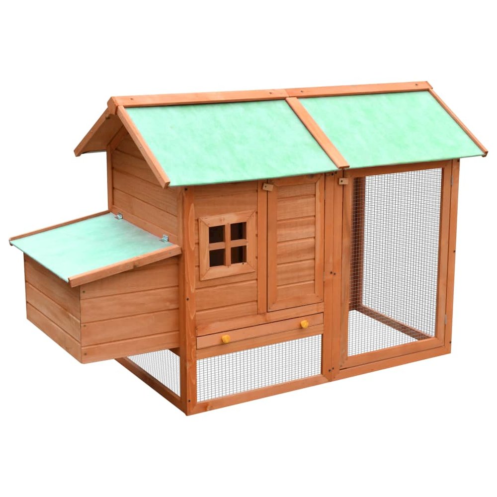 Chicken Coop Brown And Green Solid Pine/Fir Wood