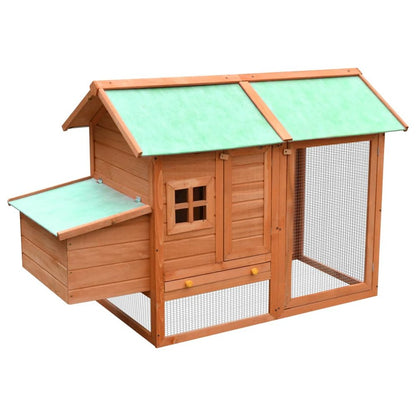 Chicken Coop Brown And Green Solid Pine/Fir Wood