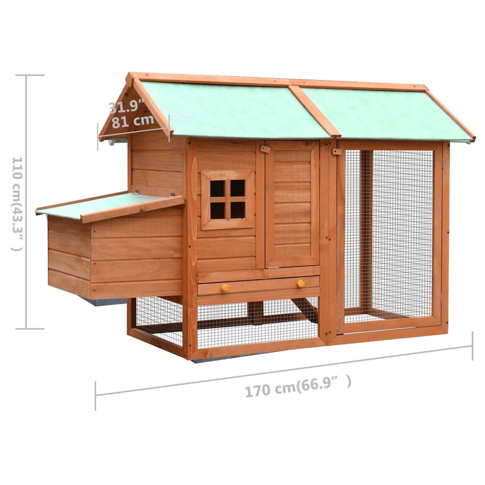 Chicken Coop Brown And Green Solid Pine/Fir Wood
