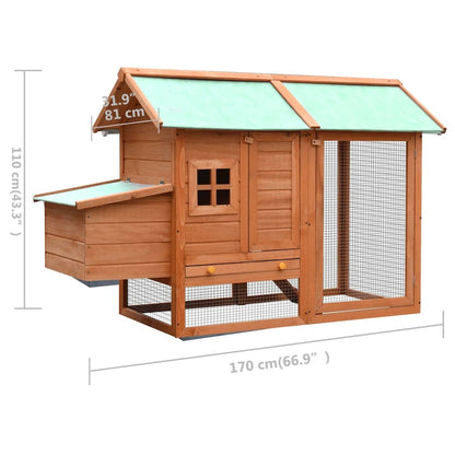 Chicken Coop Brown And Green Solid Pine/Fir Wood