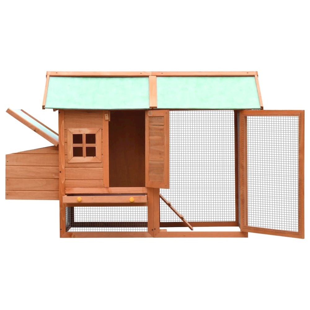 Chicken Coop Brown And Green Solid Pine/Fir Wood