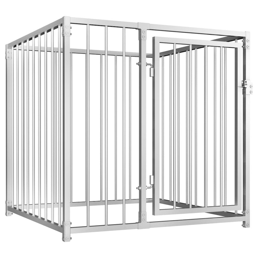 Dog Kennel Silver Steel Tough Dog Kennel