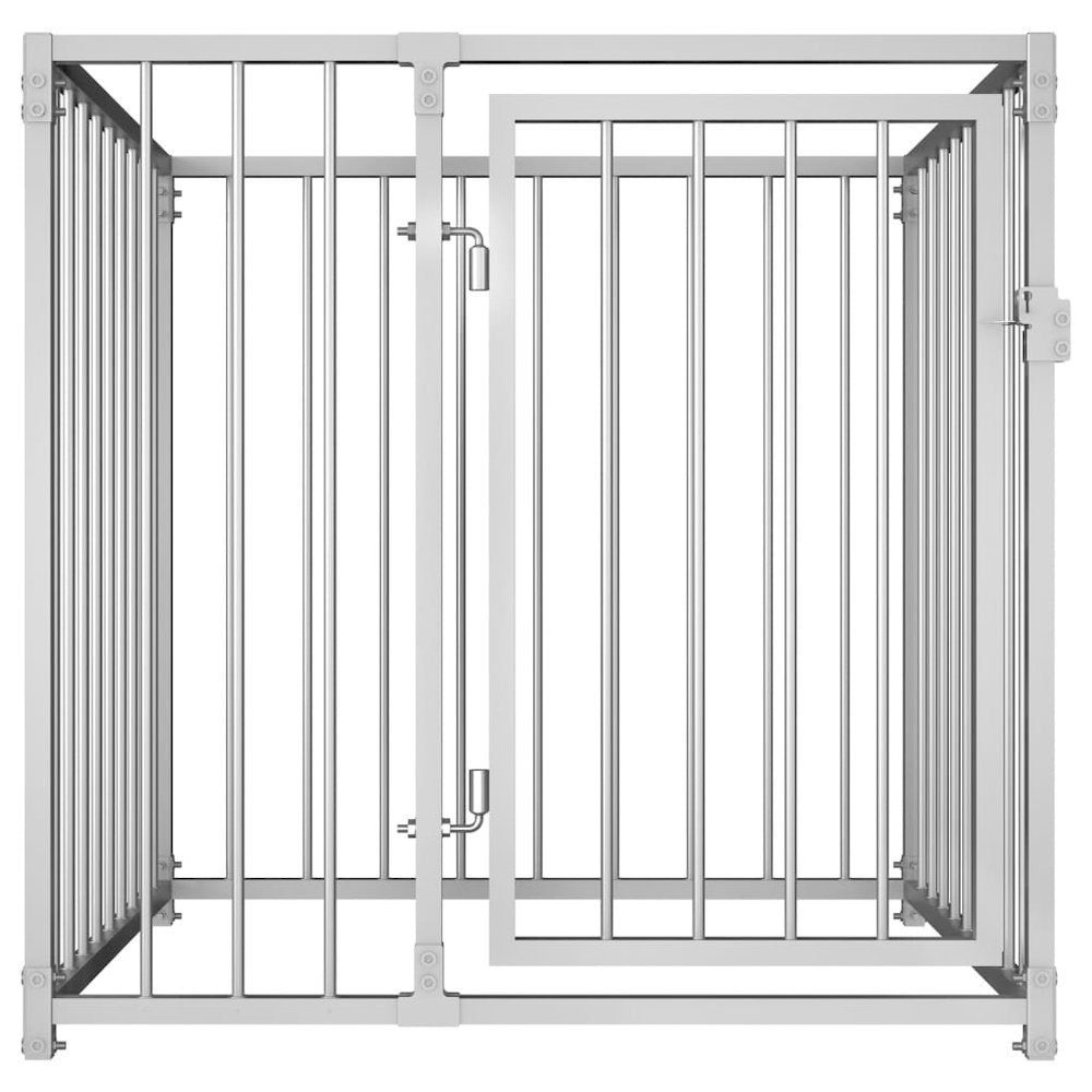 Dog Kennel Silver Steel Tough Dog Kennel