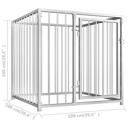 Dog Kennel Silver Steel Tough Dog Kennel