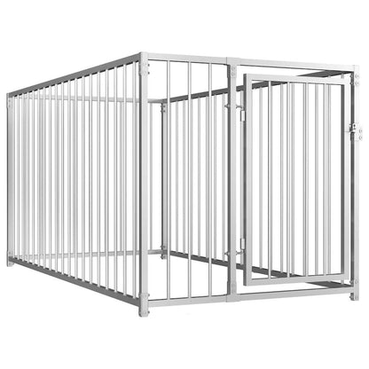 Dog Kennel Silver Steel Medium Durable Dog Kennel Rectangular