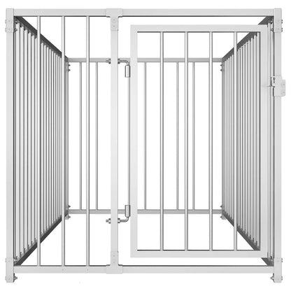 Dog Kennel Silver Steel Medium Durable Dog Kennel Rectangular