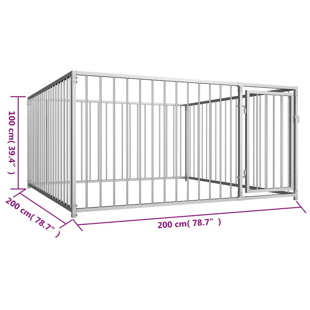 Dog Kennel Silver Steel Durable Dog Kennel