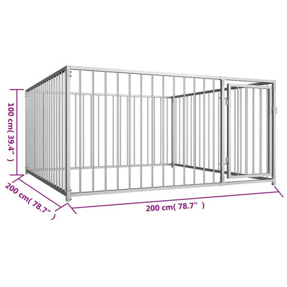Dog Kennel Silver Steel Durable Dog Kennel