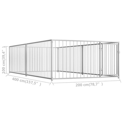 Dog Kennel Silver Steel Dog Kennel