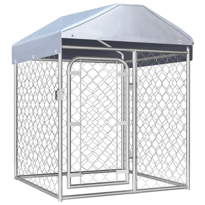 Dog Kennel Silver Galvanized Steel, Polyethylene Large Locks