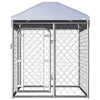Dog Kennel Silver Galvanized Steel, Polyethylene Large Locks