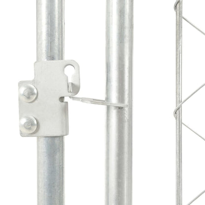 Dog Kennel Silver Galvanized Steel, Polyethylene Large Locks