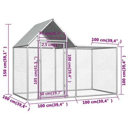 Chicken Coop Silver Galvanized Steel Large Durable Chicken Coop