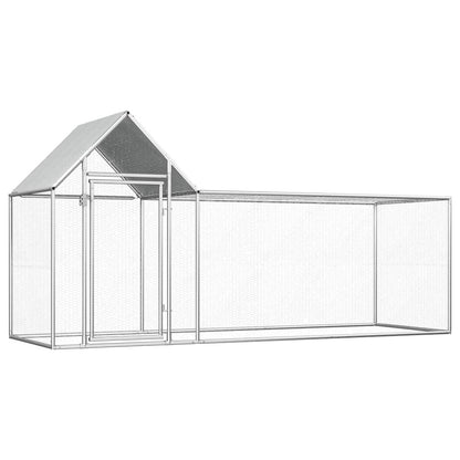 Chicken Coop Silver Galvanized Steel 9.8ft x 3.3ft x 4.9ft