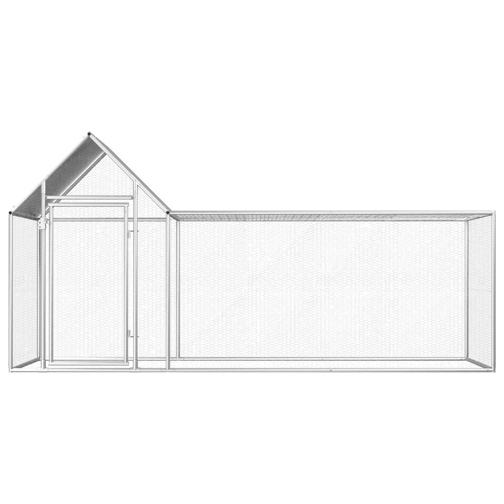 Chicken Coop Silver Galvanized Steel 9.8ft x 3.3ft x 4.9ft