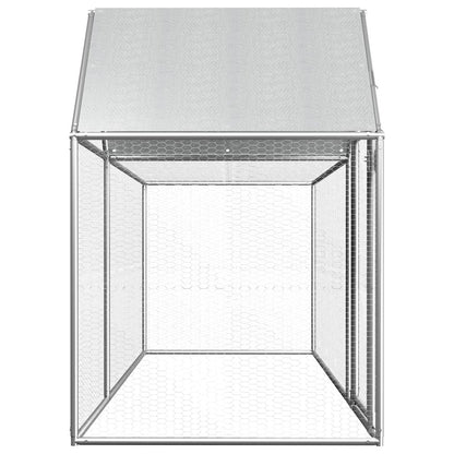 Chicken Coop Silver Galvanized Steel 39.4W x 118D x 59.1H