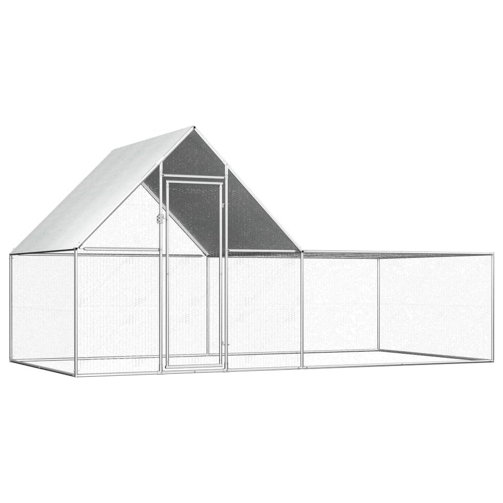 Chicken Coop Silver Galvanized Steel Large 78.7W x 157.5D x 78.7H